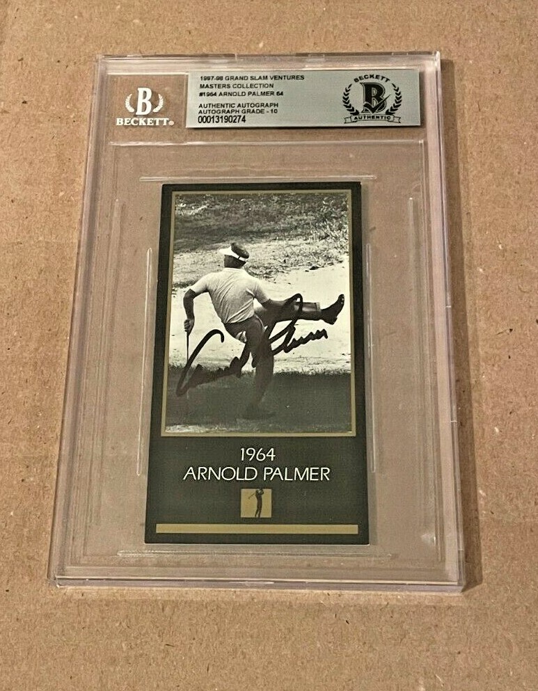 Arnold Palmer Autographed Signed 1997 GRAND SLAM VENTURES AUTO GRADE 10 BECKETT BAS PGA 
