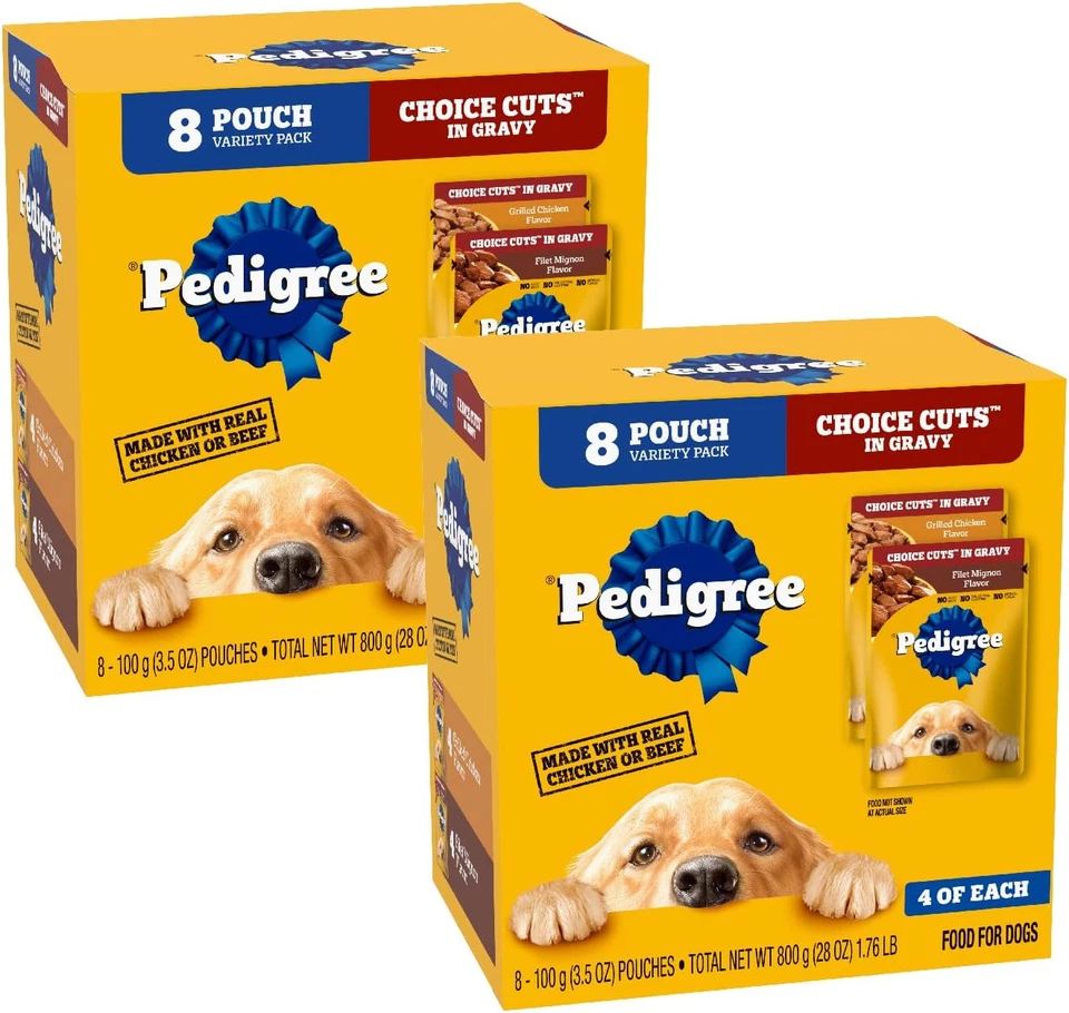 Pedigree Choice Cuts In Gravy Adult Soft Wet Dog Food 3.5 oz Pouches (Pack of 2)