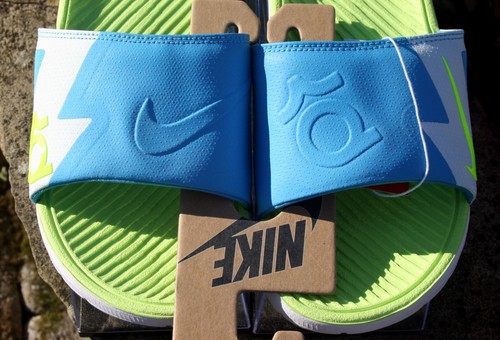 Nike Solarsoft KD Slide Size 13 New White Volt Vivid Blue 631402-104 2013 Rare - Picture 2 of 8