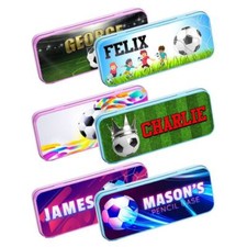 Astuccio Portamatite Calcio Personalizzato Qualsiasi Nome Latta Bambini Scuola Bambini Stazionario 2