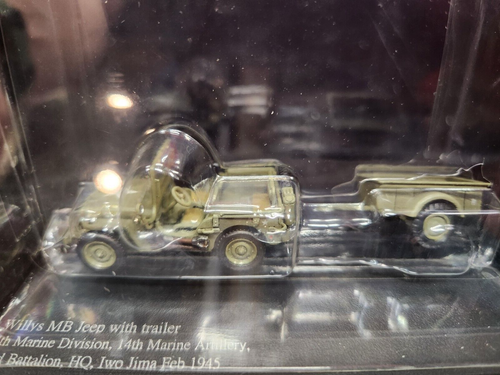 Hobby Master 1:72 WILLYS MB JEEP w Trailer 4th USMC Div Iwo Jima Feb 1945 HG4201 - Picture 2 of 6