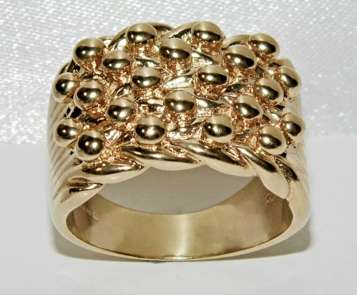 9ct Yellow Gold on Silver Mens Heavy Keeper Ring size