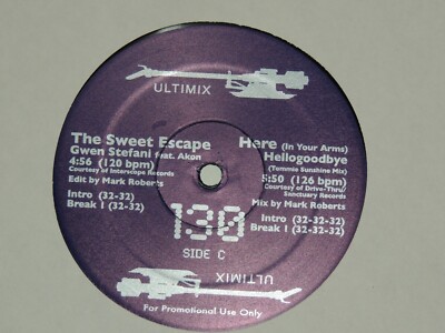 GWEN STEFANI FEATURING AKON the sweet escape 12'' RECORD DJ ULTIMIX REMIX RARE  