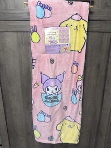 New Hello Kitty & Friends Pink Easter Egg Plush 50"x70" Throw Blanket On Hanger