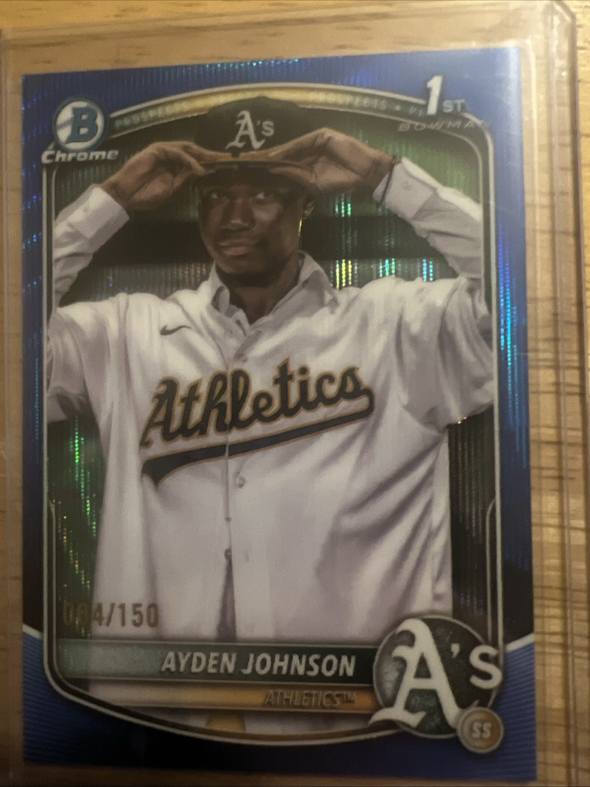 2025 Bowman Chrome - Ayden Johnson #BCP-197 Blue Wave Refractor /150 (RC)