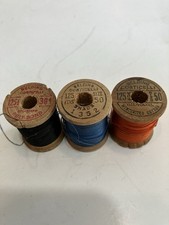 BELDING CORTICELLI Lot/3 Vintage SILK THREAD/Wooden Spools, Black, Blue, Orange