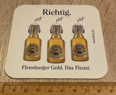 Alter Bierdeckel, Flensburger Gold, ca. 9,3 x 9,3  cm