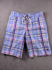 Vintage Polo Ralph Lauren Swim Trunks Boys L 14-16 Plaid Multicolor Logo