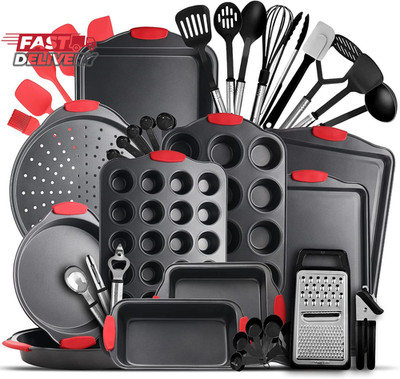 Baking Pan Set, 39 Piece Premium Baking Set, Nonstick Bakeware Sets BPA Free, Co
