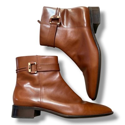 Talbot's Leather Square Toe Ankle Boots Size 11 Cognac Brown Western Indie