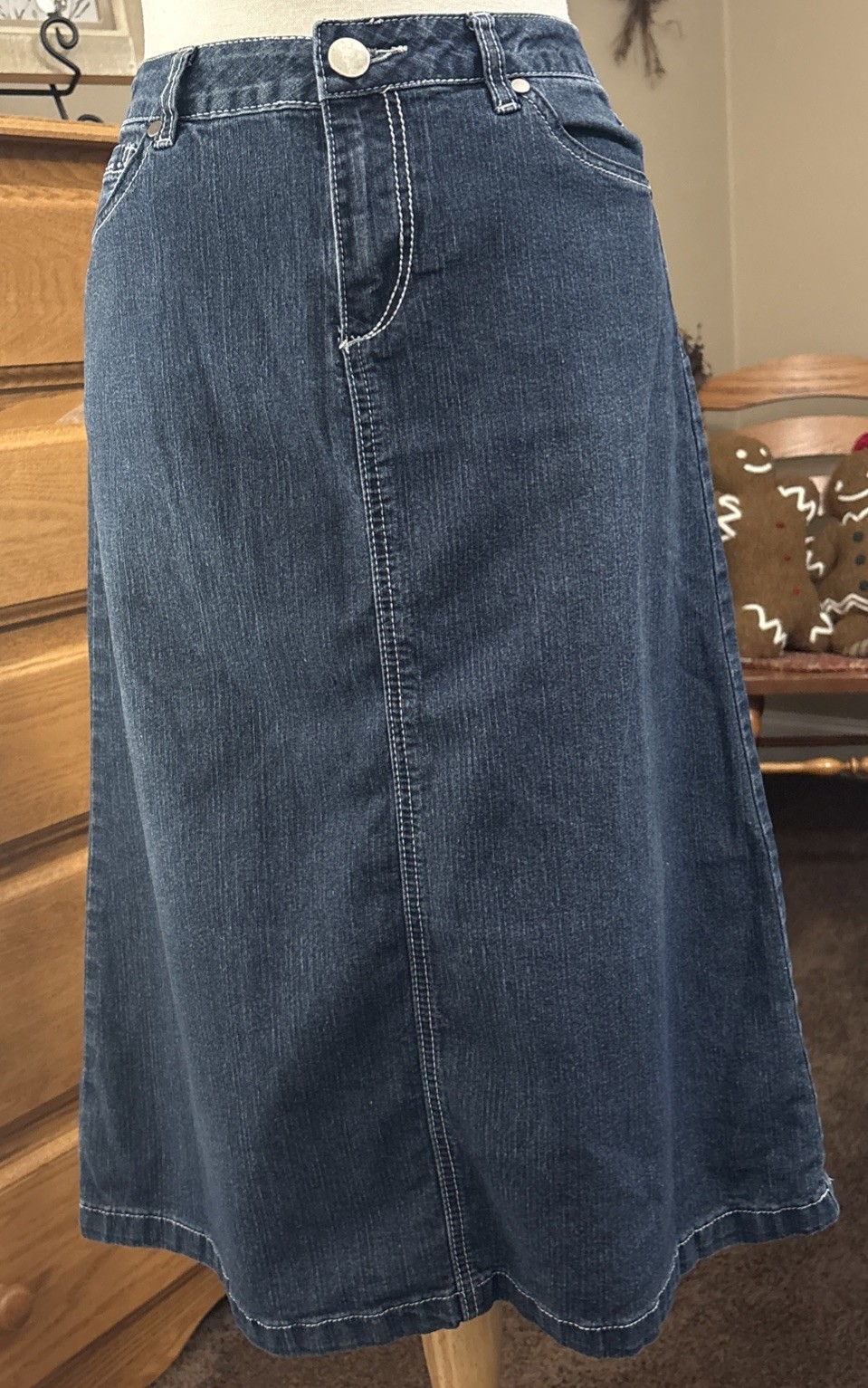 Women's Baccini Denim Skirt Rhinestones Bling Size 10