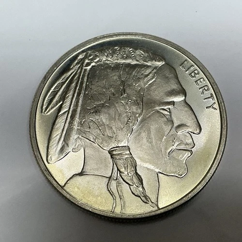 1 oz One Ounce .999 Silver Buffalo/Indian Round Proof No Reserve
