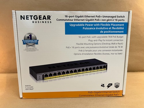 Netgear GS116LP 16-Port Gigabit Ethernet PoE + Unmanaged Switch *NEW*