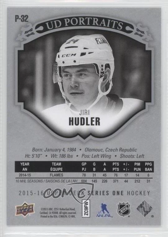 2015-16 Upper Deck UD Portraits Jiri Hudler #P-32 - Image 2 of 2