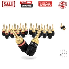 Deadbolt Banana Plugs 10-Pairs by, Gold Plated Speaker Plugs, Quick Connect S...