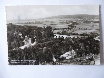 Postcard Arensburg with motorway bridge Steinbergen Buchholz Bad Eilsen 1966
