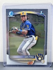 Luis Pena - 2025 Bowman Chrome 1st #BCP-38 Rookie Prospect Brewers Card. rookie card picture