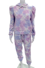 Generation Love Womens Tie Dye Print Hooded Sweatsuit Blue Pink Size Small