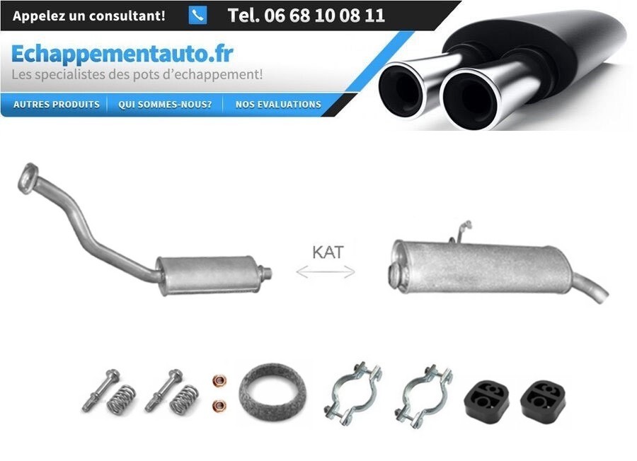 Échappement arrière Citroen Berlingo 1.9D 2002-2008 avec kit de montage complet