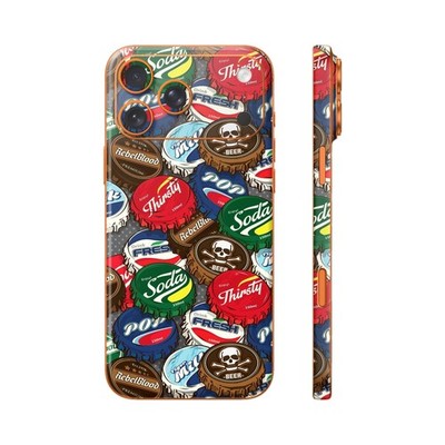 Phone Skin/Phone Wrap For iPhone, Samsung, Android 3D Embossed Soda Caps Collage