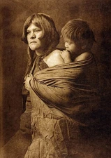 Hopi Mother with Child, by Edward S. Curtis, 5" x 7", c1921 New Print
