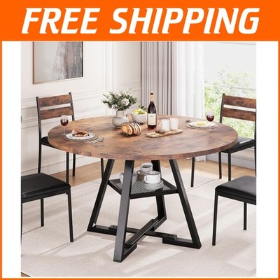 42-Inch Rustic Industrial Round Dining Table