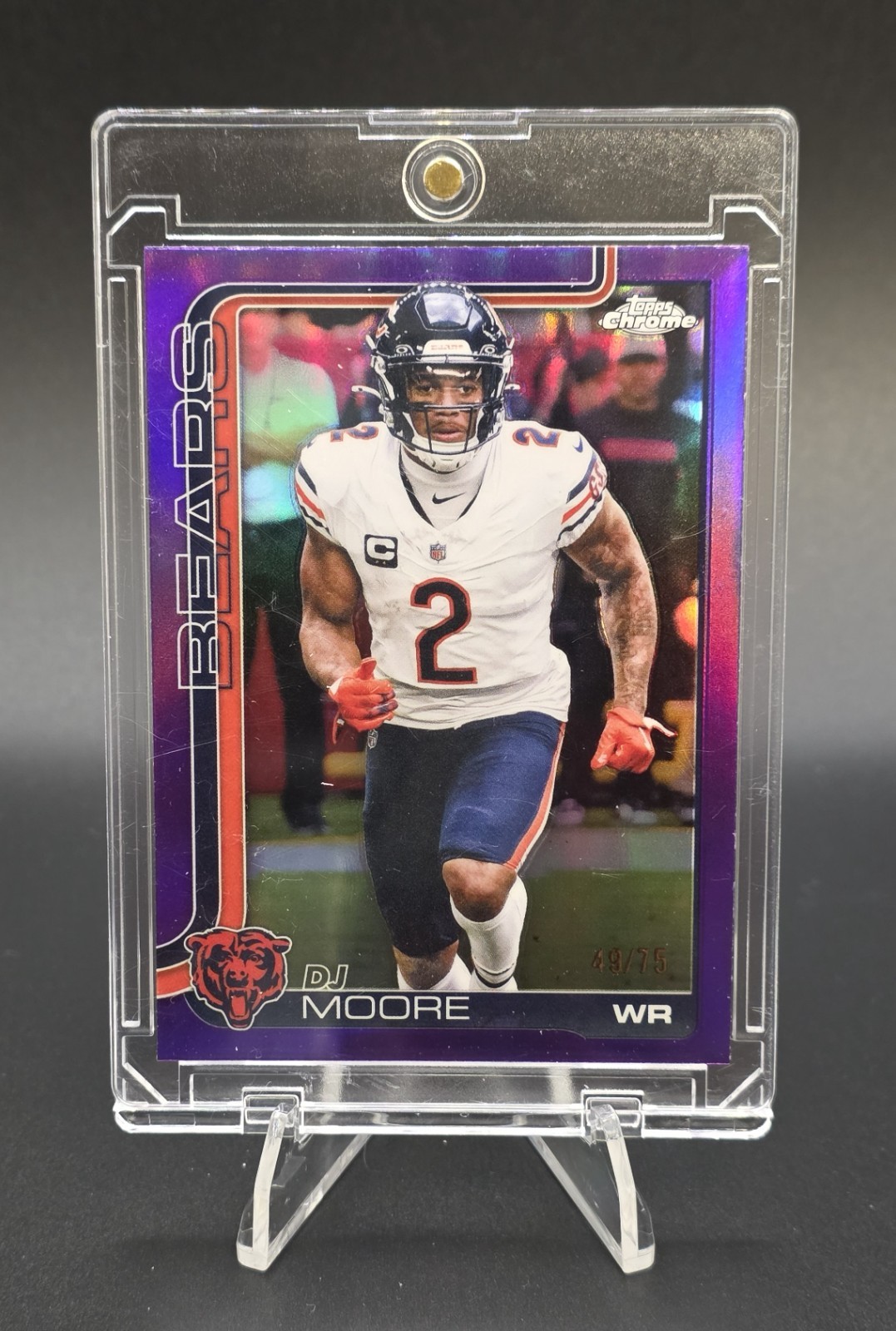 2025 Topps Chrome Football DJ Moore True Purple /75 #48 Chicago Bears