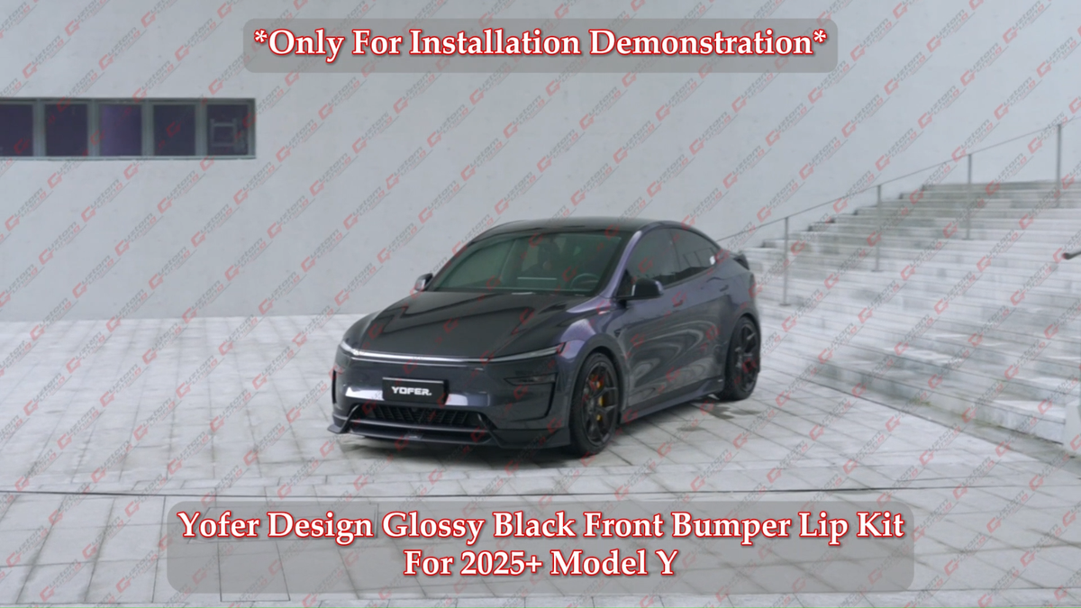 For 2025-2026 Tesla Model Y Juniper Gloss Black Front Bumper Lip