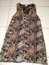 TOBI Floral Shift Dress Small Lined  Sleeveless Criss-Cross Fall Colors 