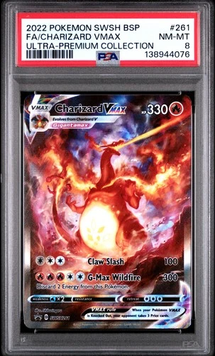 2022 POKEMON SWSH BLACK STAR PROMO #261 FULL ART/CHARIZARD VMAX PSA 8