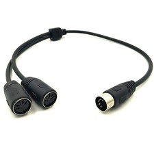 19.6" DIN 5-Pin Splitter Y Adapter Cable MIDI 5 Pin Male to Double DIN-5 Female