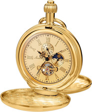 Elegant Men'S Mechanical Pocket Watch with Chain and Box