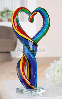 Atemberaubende Riesige 34cm Murano Kunst Glas Freiform Abstrakt Liebe Herz Skulptur