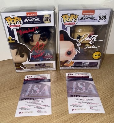 Funko Pop! JSA Autographed Avatar The Last Airbender Zuko Chase & Azula Bundle