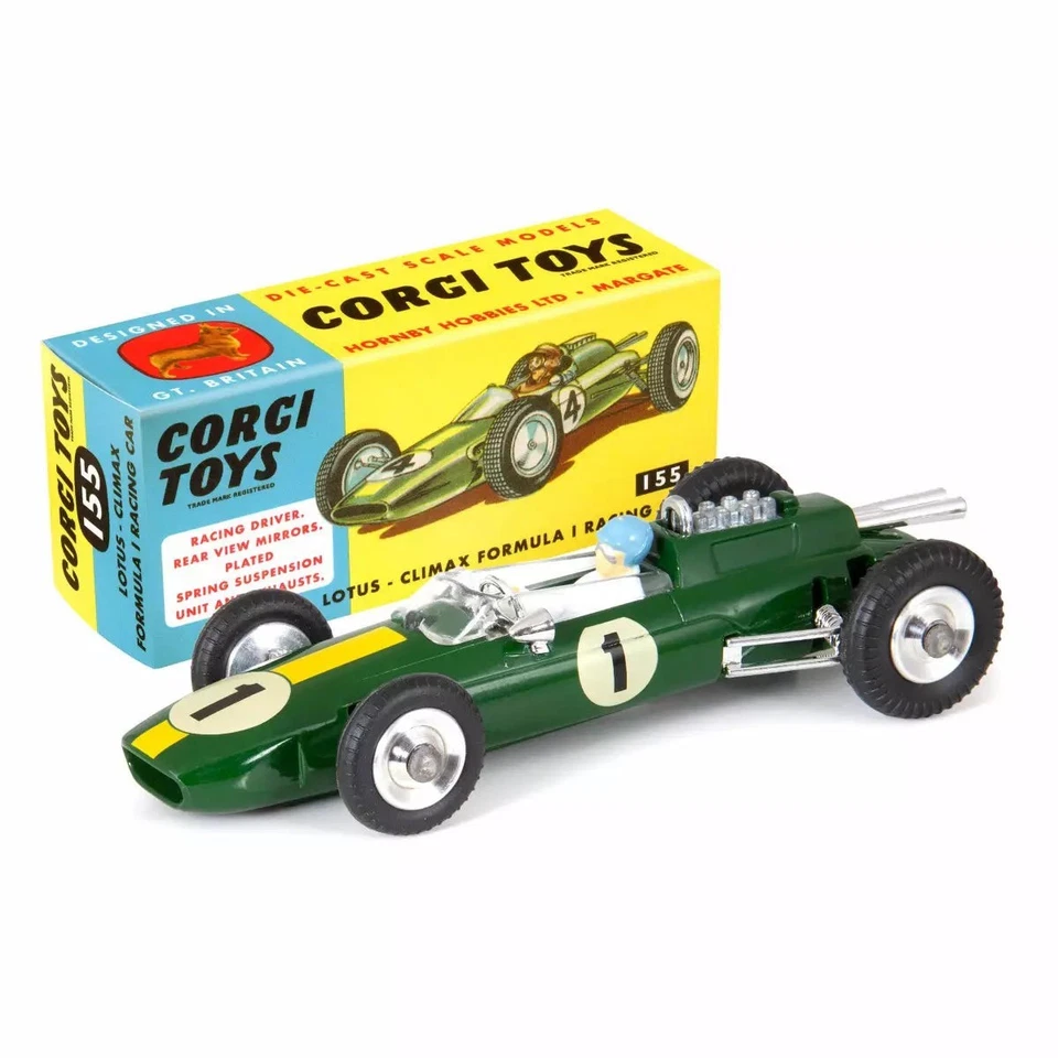 1:45 Corgi Toys Lotus Climax Auto da corsa 1967 British Green n. 155 Repro - Immagine 4 di 4