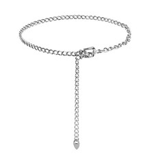 Mikovivi Silver-Colored Waist Chain for Women, Metal Belly Medium, Silver