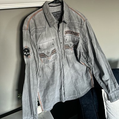 Affliction Men's Long Sleeve Dress Shirt Button Down, XL