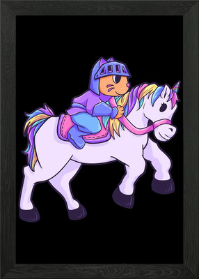 Katze Einhorn Reiten g Gerahmtes Wandbild Poster Leinwanddruck Bild