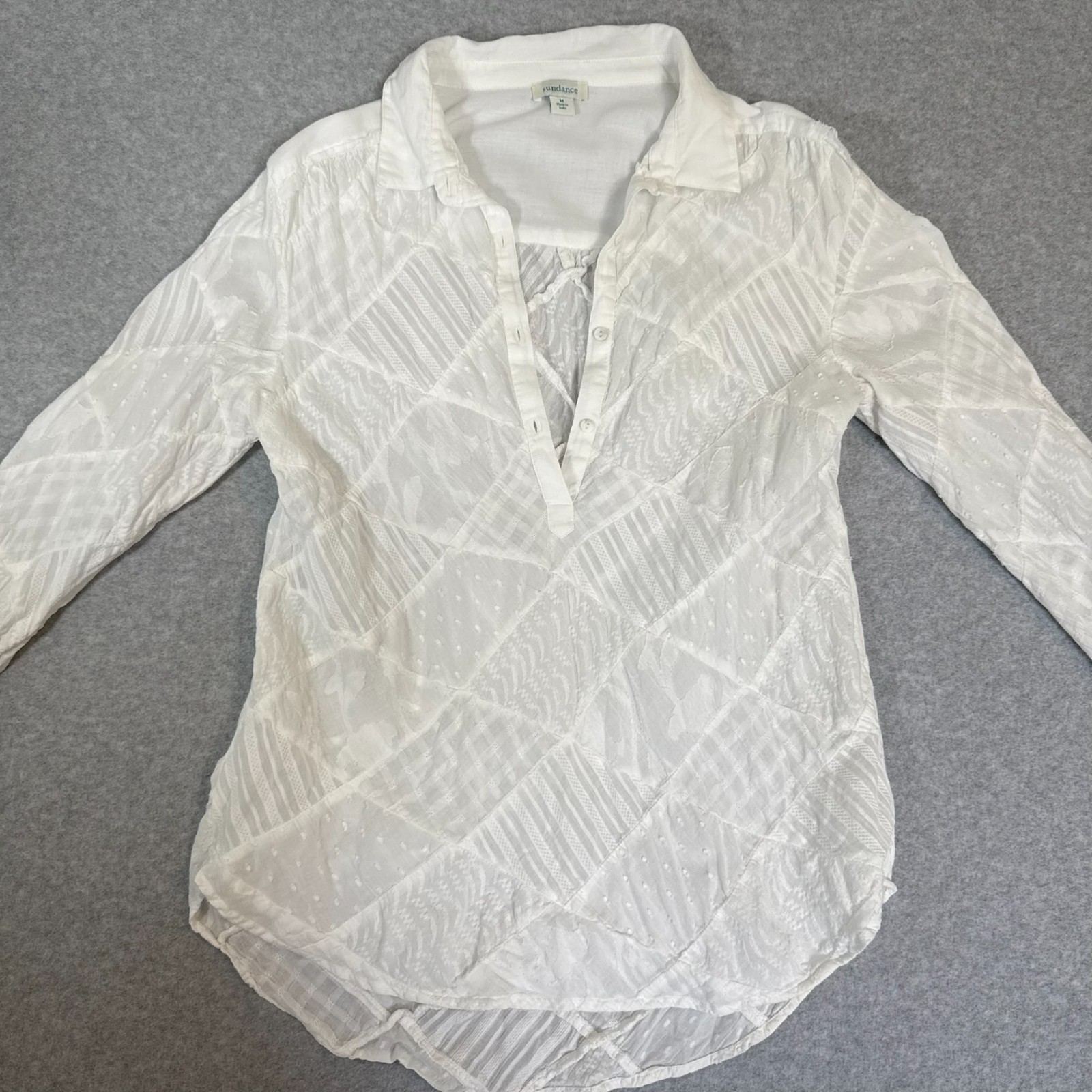 Sundance Womens Long Sleeve Patchwork Textured Po… - image 1