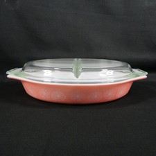 Vintage Pyrex Pink Daisy Divided Oval Cassero...