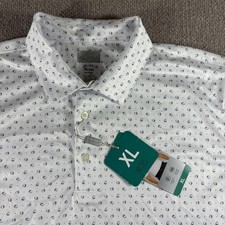 Greg Norman ML75 Polo Shirt Mens XL White Dot Golf PlayDry Performance Top