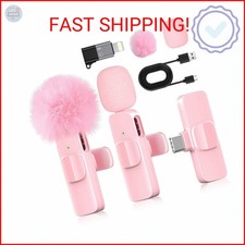 KoXeetech Pink Mini Wireless Microphone for iPhone Android, Lavalier Microphon