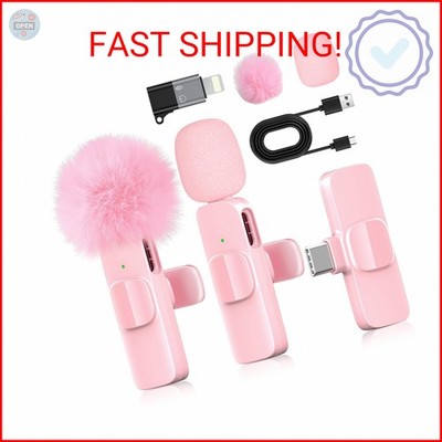 KoXeetech Pink Mini Wireless Microphone for iPhone & Android, Lavalier Microphon