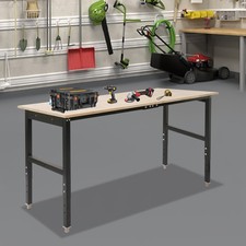 72 25" Adjustable Workbench, Workbench with Power Outlets, Heavy-Duty Work Table