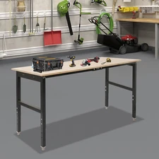 72*25" Adjustable Workbench, Workbench with Power Outlets, Heavy-Duty Work Table