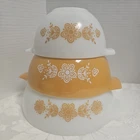 PYREX Cinderella Mixing Bowls Butterfly Gold 1.5 Pt, 1.5 Qt, 2.5 Qt Set Of 3