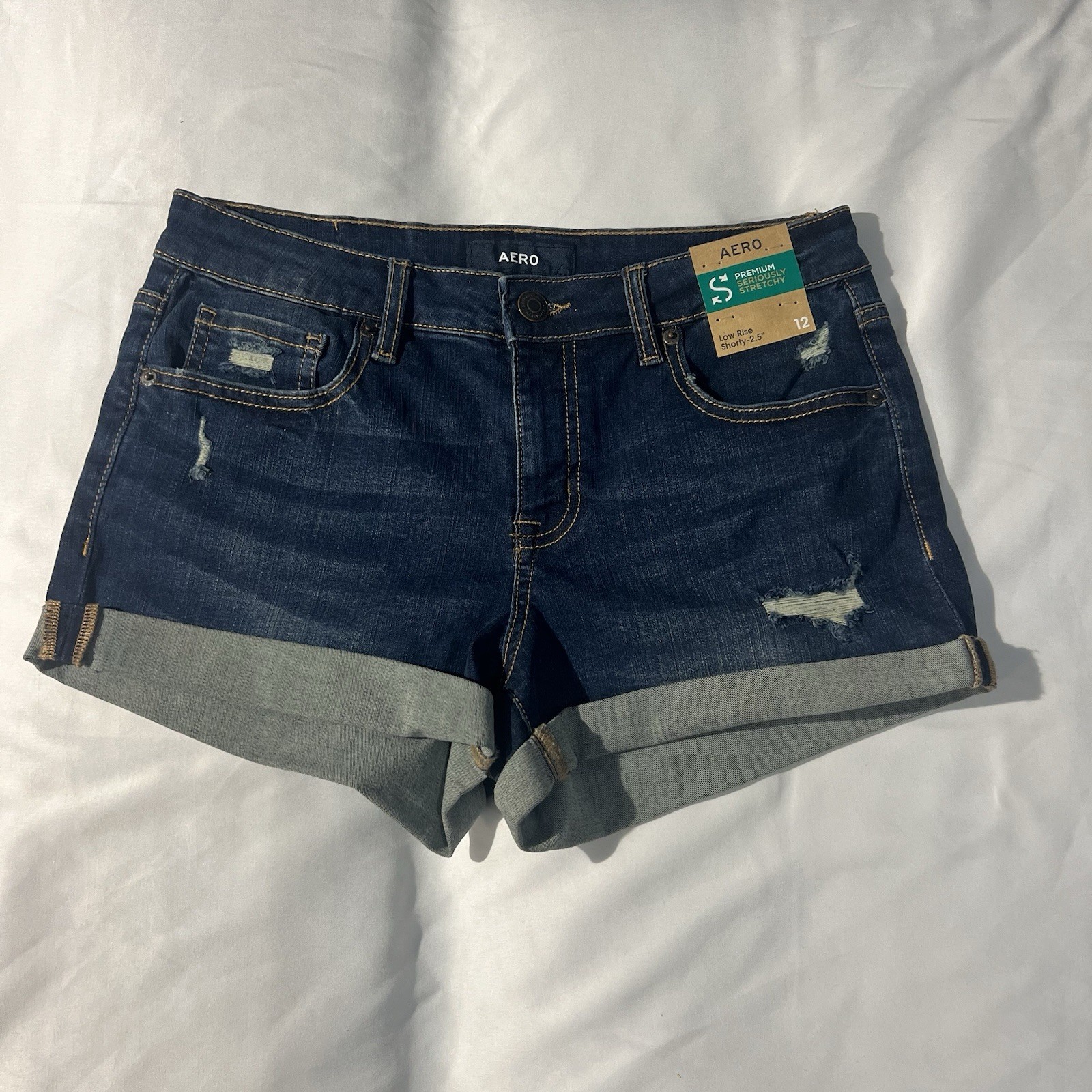 Aero Jean Shorts Girl's Size 12 Low Rise Shorty 30" Waist NWT