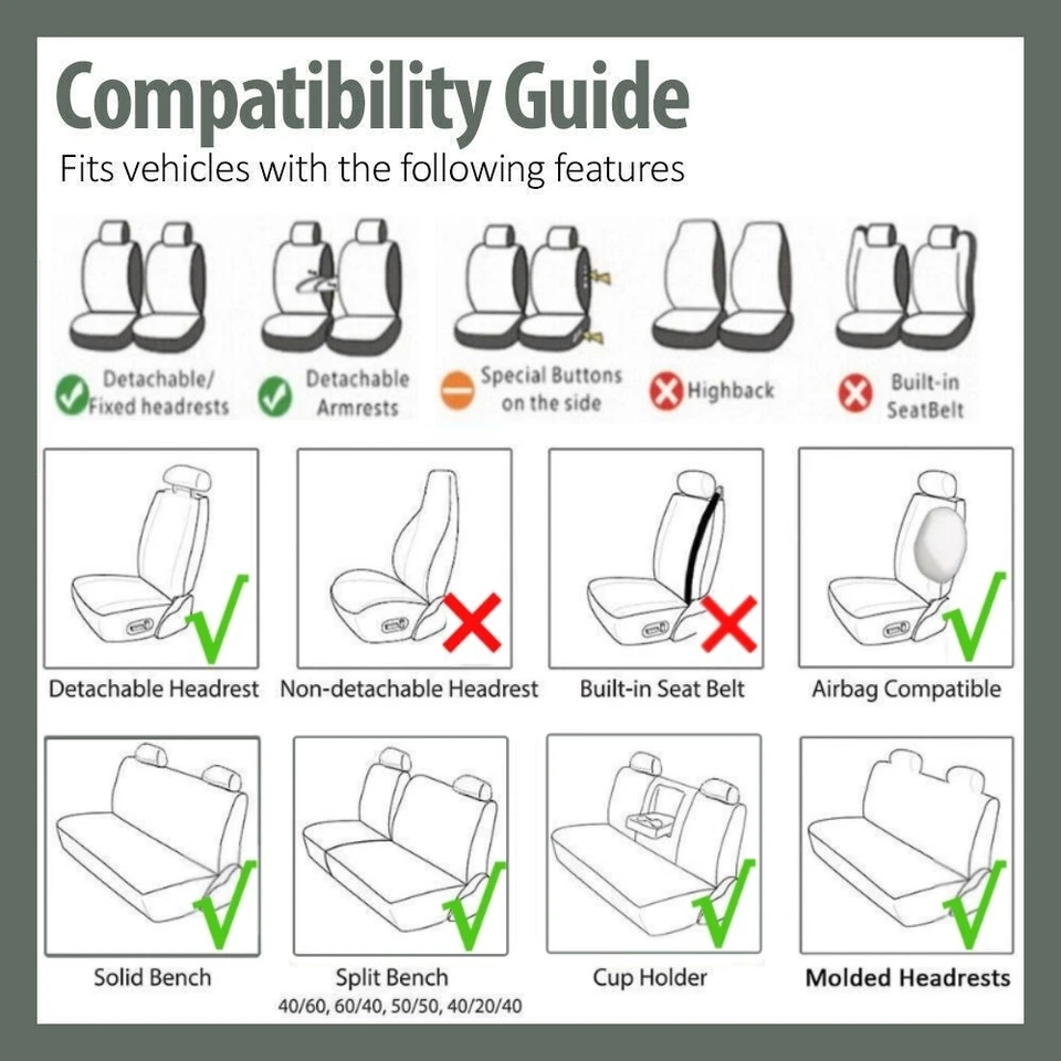 For Subaru Impreza Forester Seat Covers 5-Seats Full Set Front Rear PVC Leather Foto 2 de 4