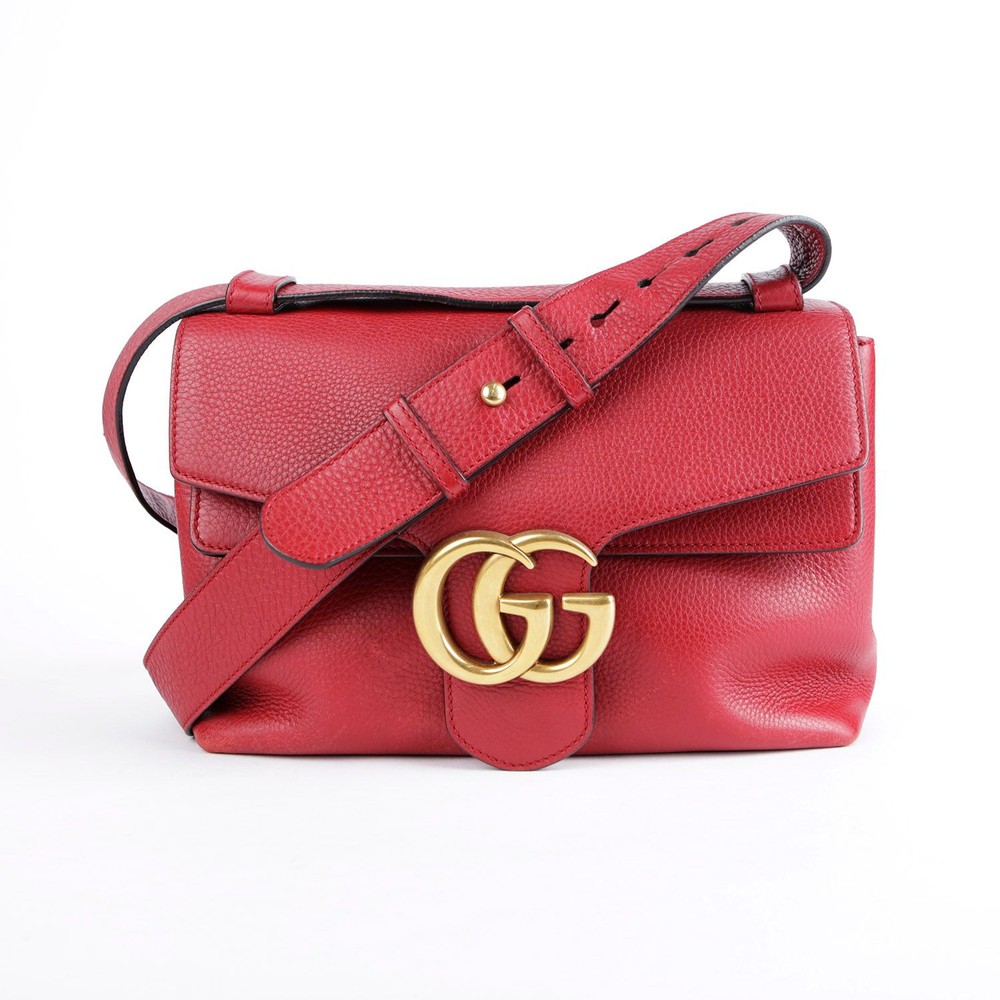 Gucci GG Marmont Shoulder Bag in Red Leather 401173 27966427