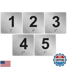 Yaocom Exam Room Sign Numbers 1-5 with Braille and Tactile 4" x 4" Identifica
